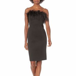 Eliza J Strapless Cocktail Dress with Feather Detail